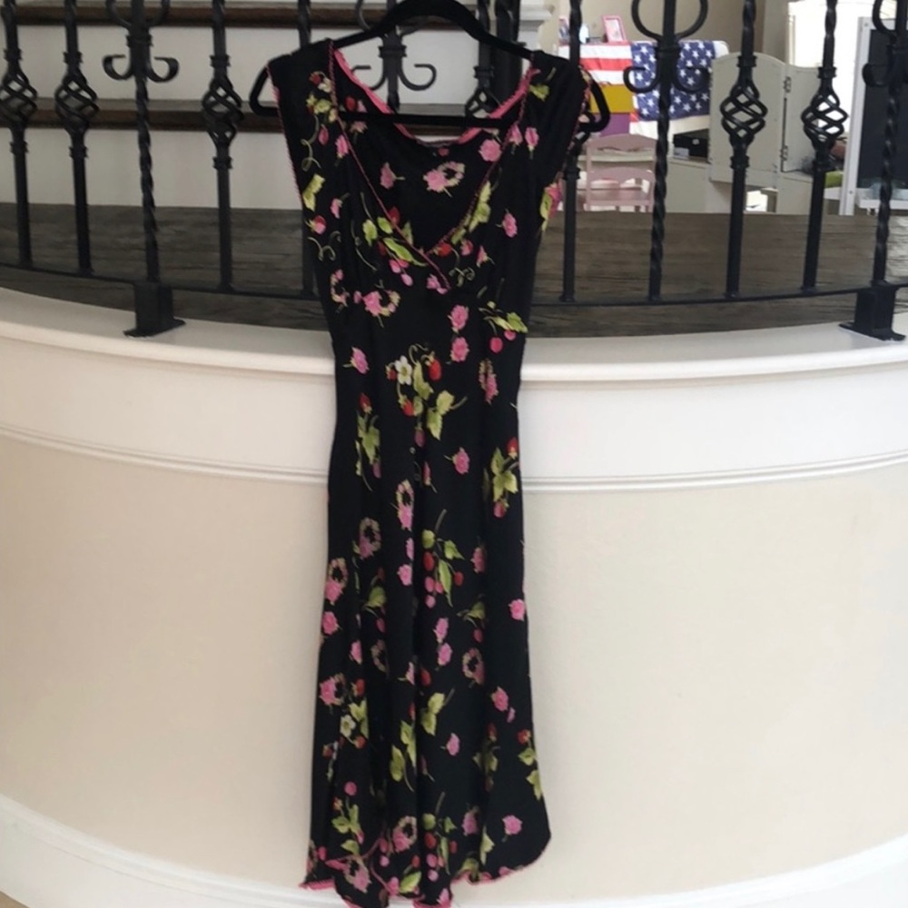 Betsey Johnson Silk strawberry slip dress